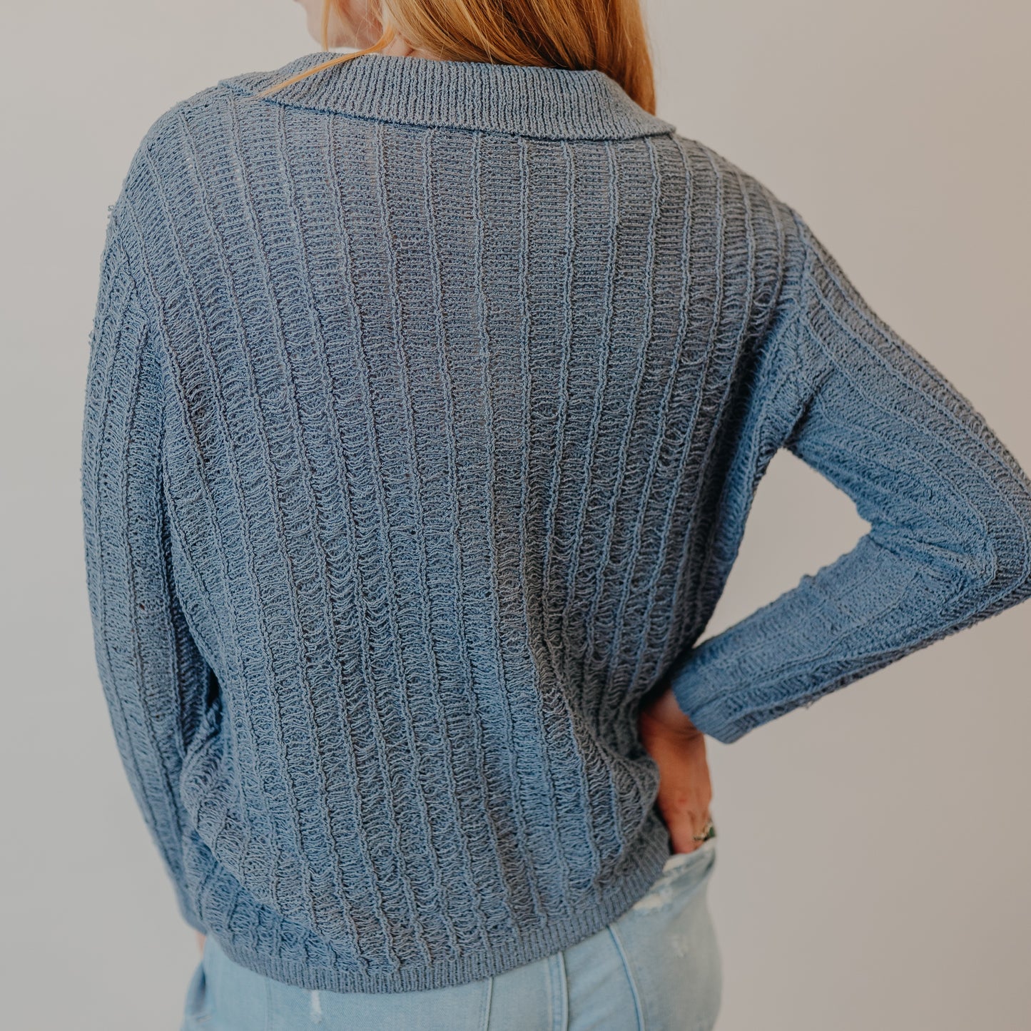 Be Cool | Textured Button Up Cardigan | Slate Blue