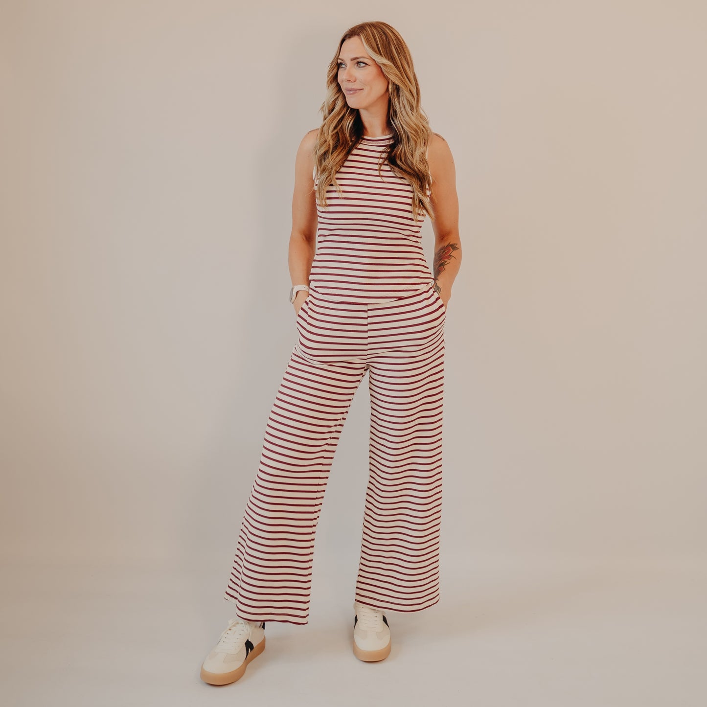 Blu Pepper | Stripe Tank Top | Burgundy
