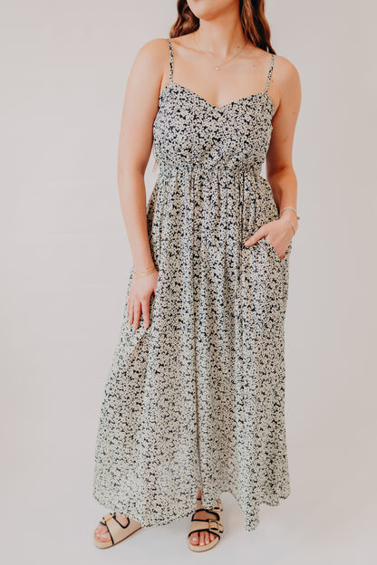 Miou Muse | Floral Print Maxi Dress | Black Multi