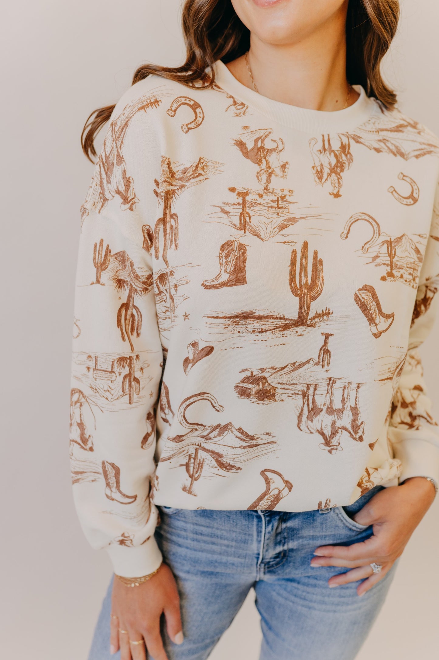 Blu Pepper | Western Print Top | Cream Multi