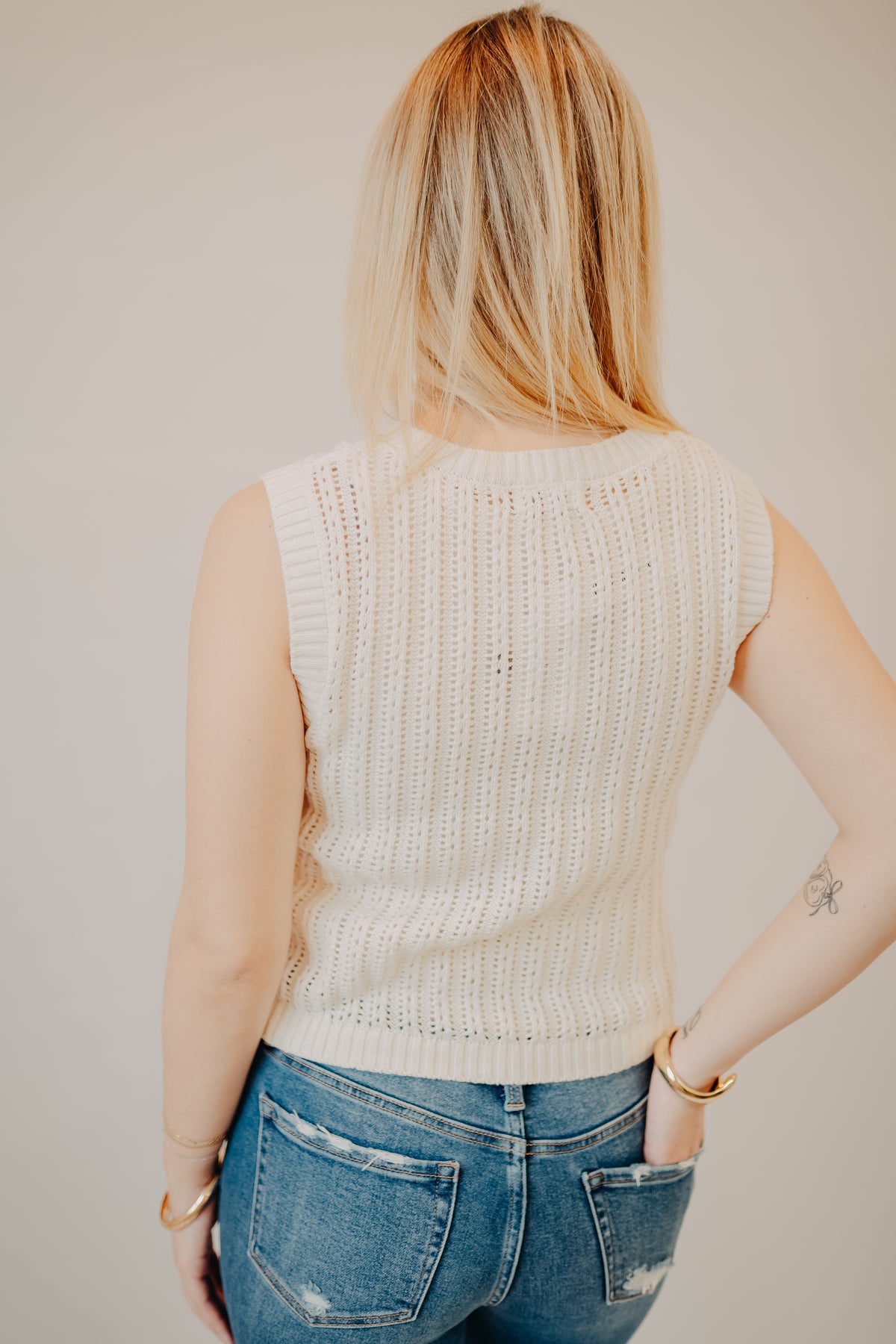 Blu Pepper | Crew Neck Cardigan | White
