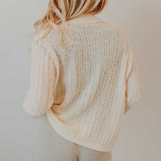 Be Cool | Textured Button Up Cardigan | Ivory