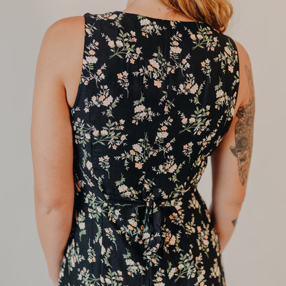 Blu Pepper | Floral Sleeveless Midi Dress | Black Multi