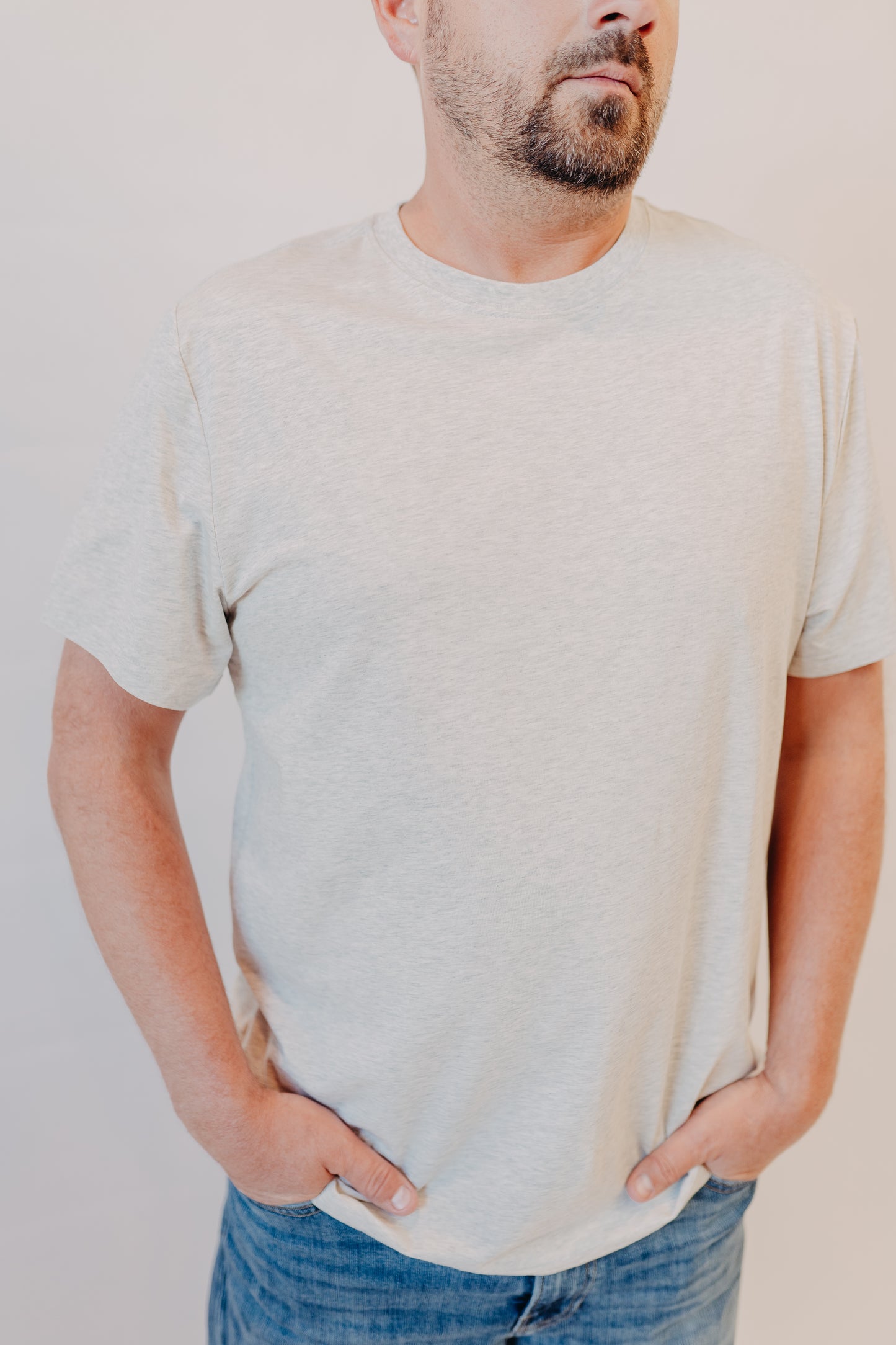 Flag & Anthem | Essential Stretch Crew Tee | Lt Grey Heather