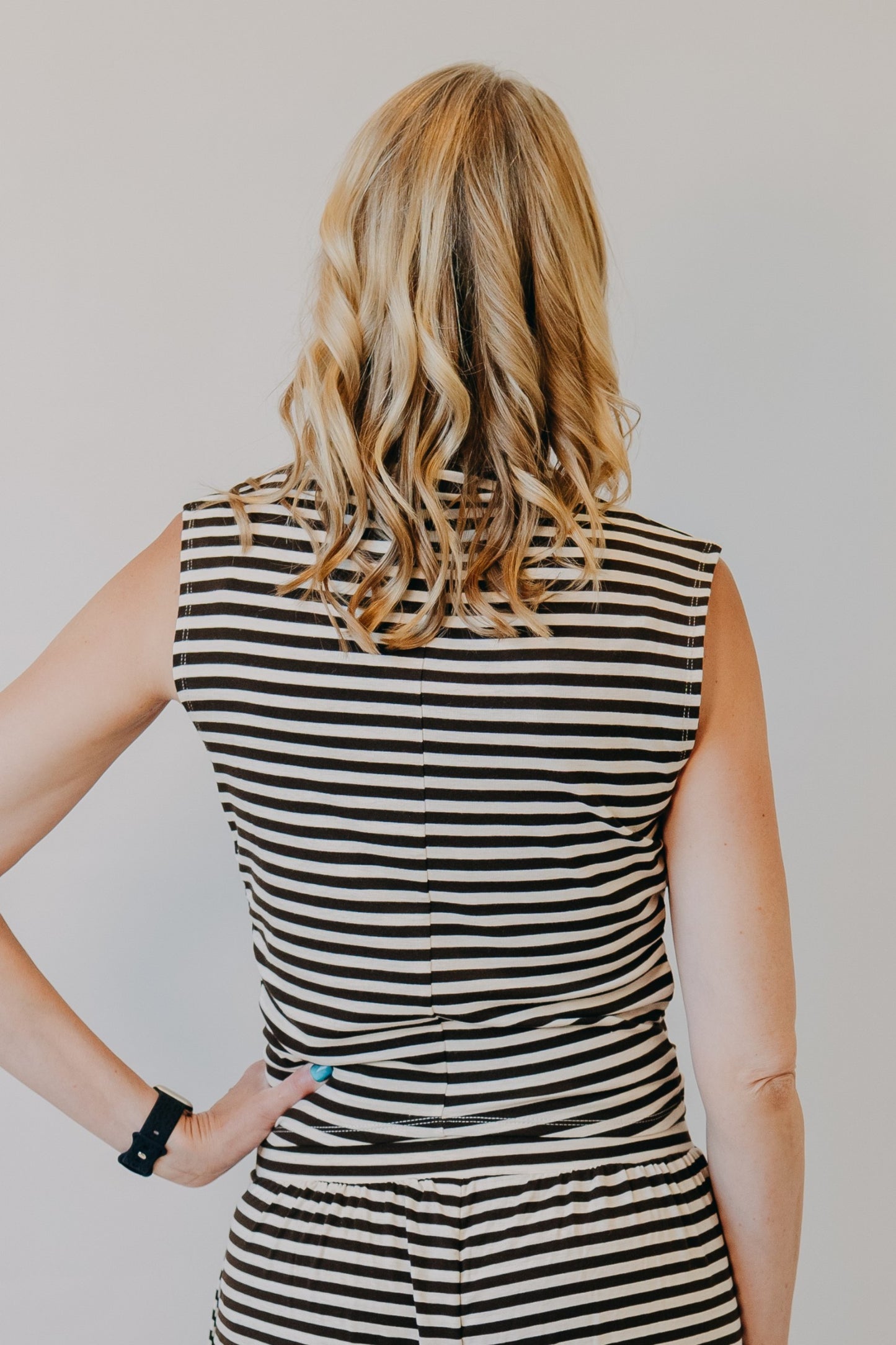 By Together | Fine Line Sleeveless Knit Top | Cream Brown