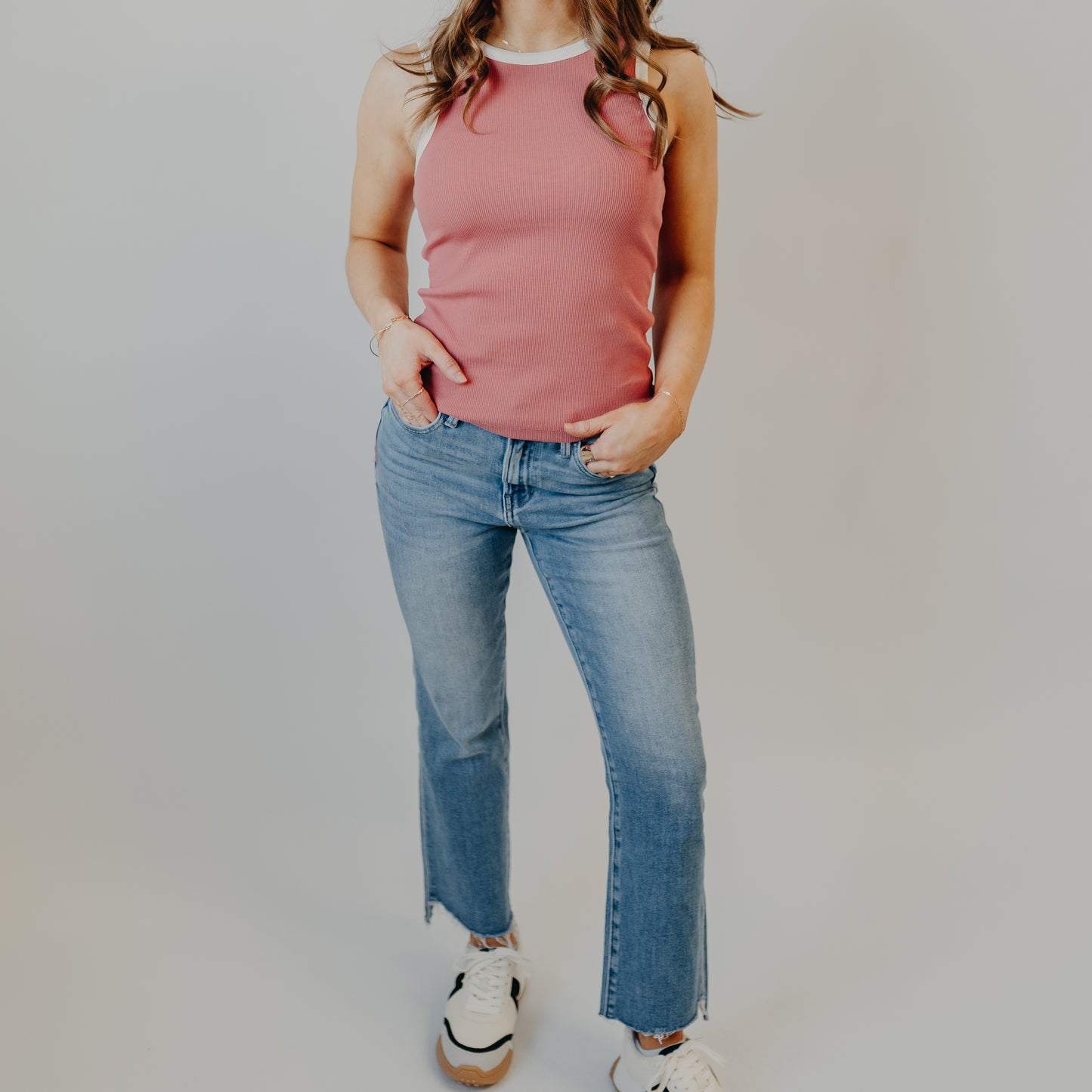 Flying Monkey | High Rise Raw Slant Hem Crop Flare | Cedar Lane