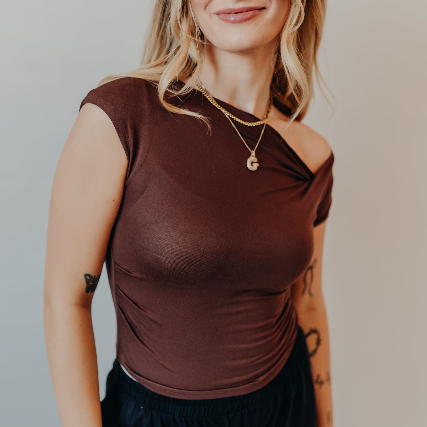 Blu Pepper | Asymmetrical Top | Chocolate