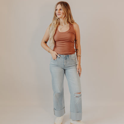 Vervet | Super High Baggy Wide Cuff | Light Denim