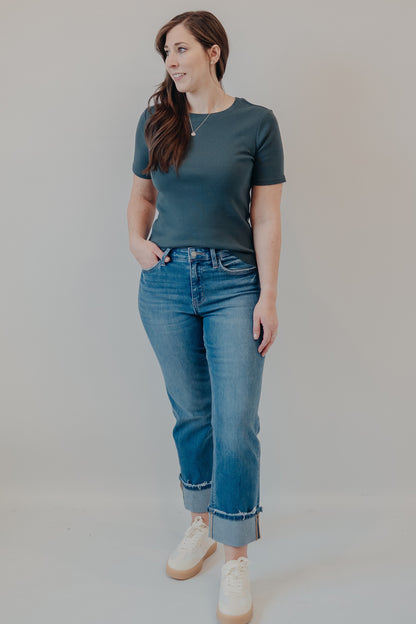 Vervet | High Rise Cuffed Straight | Daphne