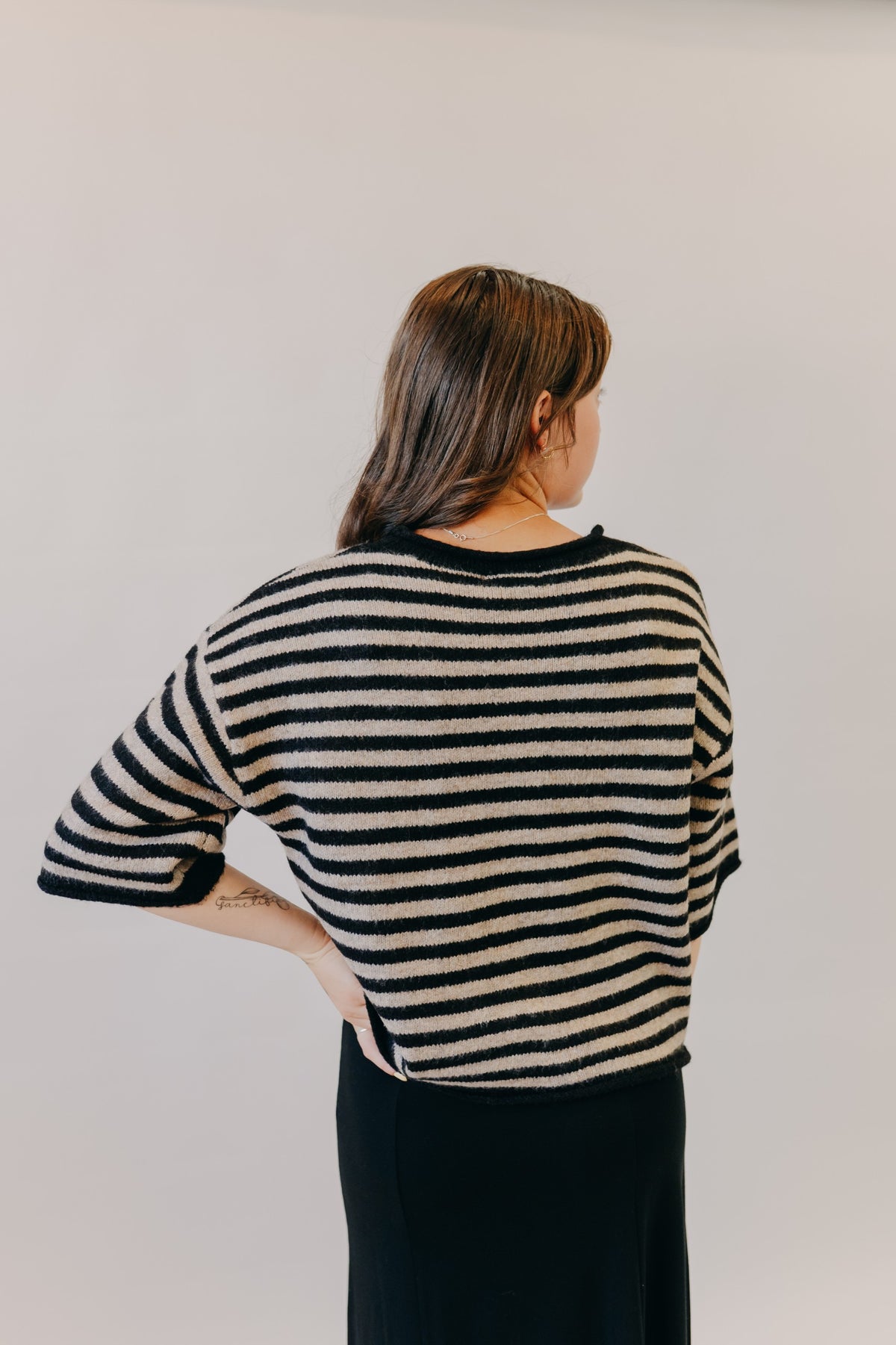 By Together | Kelsey Quarter Sleeve Cardigan | Black Taupe