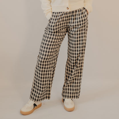 Wishlist | Cotton Plaid Pants | Black-Taupe