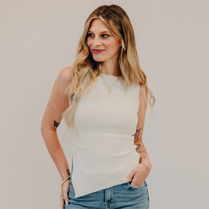 Blu Pepper | Asymmetrical Hem Top | Cream