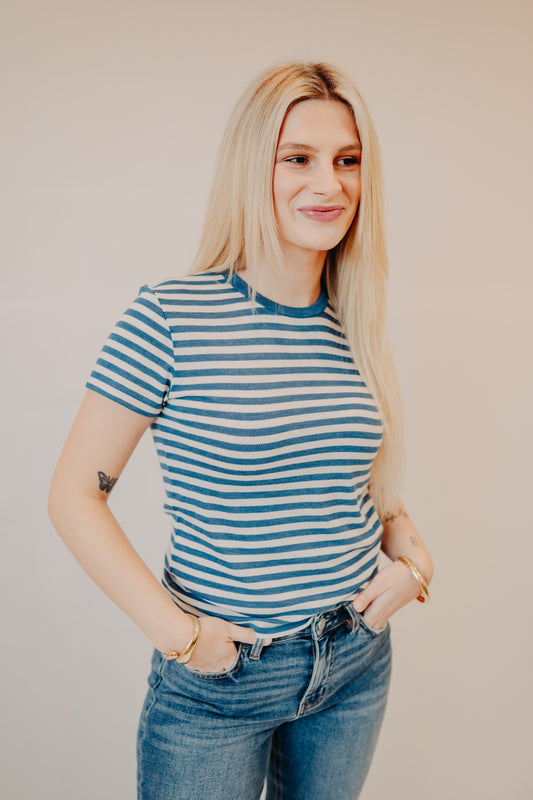 Z Supply | Tourist Striped Tee | Calypso Blue Indigo