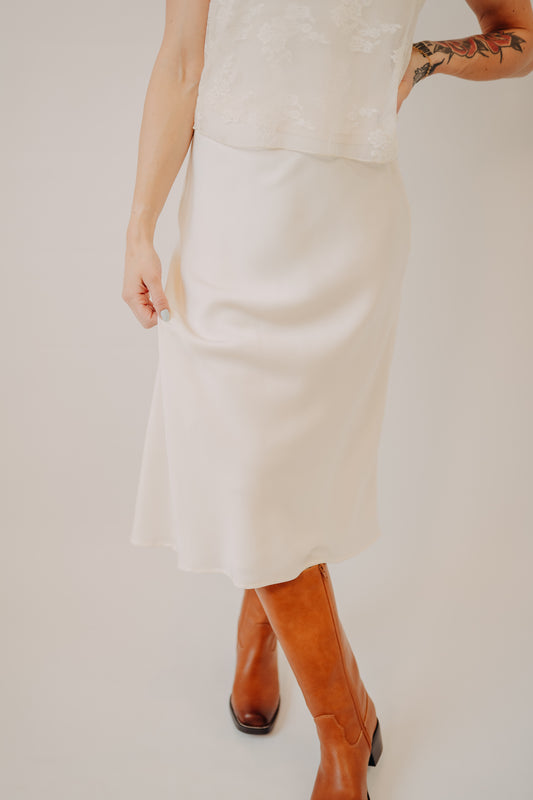 Fun2Fun | Satin Midi Skirt | Ivory