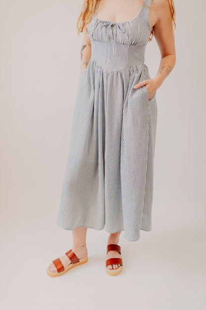 Blu Pepper | Striped Dress | Navy White