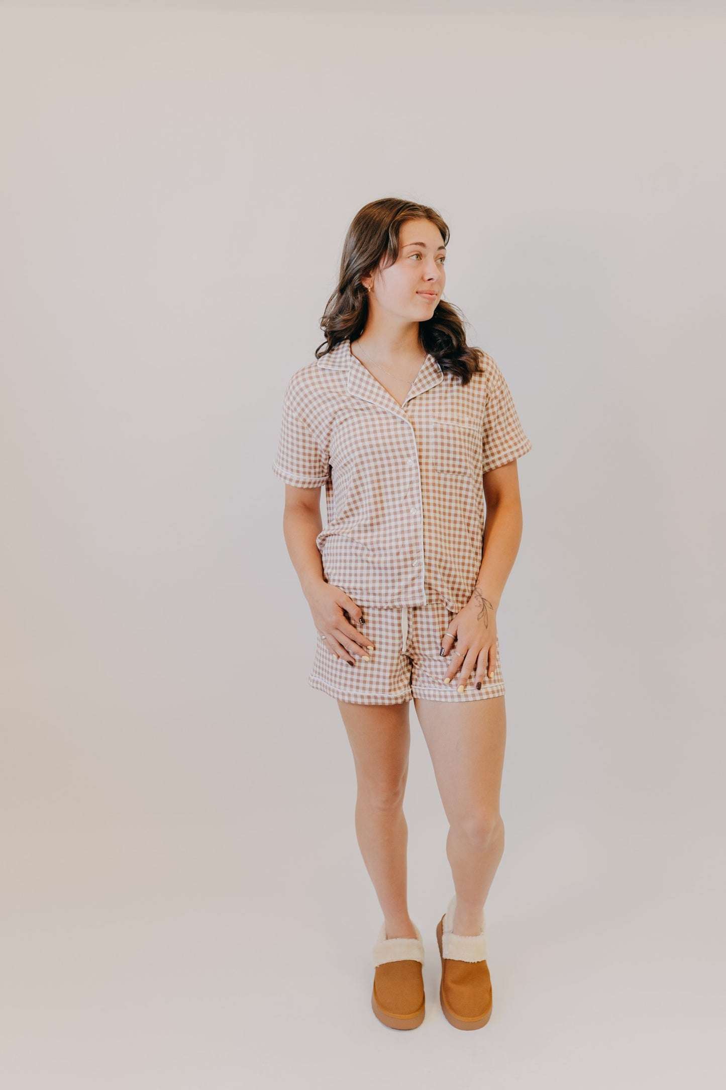 Thread & Supply | Nella Pajama Set of 2 | Ice Coffee Gingham