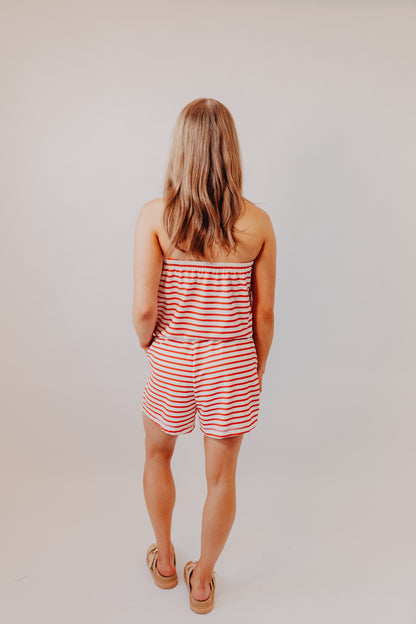 Wishlist | Striped Tube Romper | Cherry Ivory