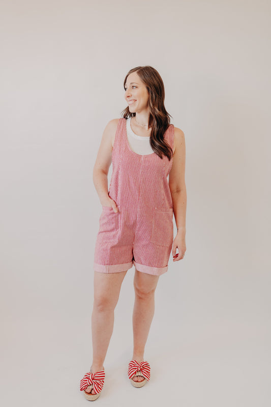 Wishlist | Striped Open Back Romper | Red White