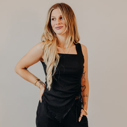 Gilli | Side Tie Sleeveless Top | Black