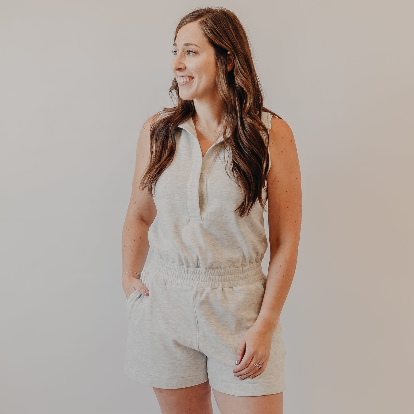 Wishlist | Athletic Collared Romper | H Grey