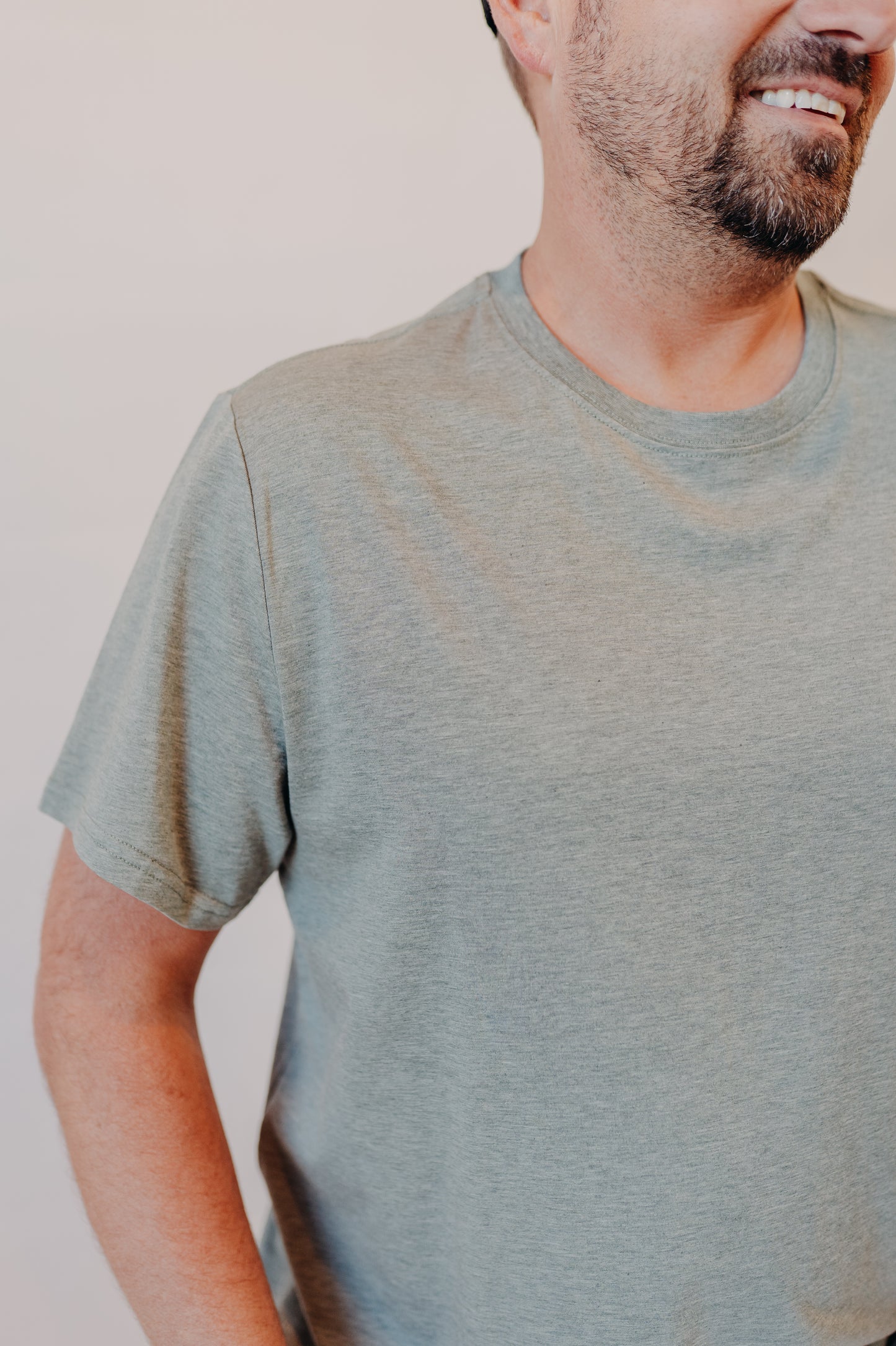Flag & Anthem | Essential Stretch Crew Tee | Sage Heather