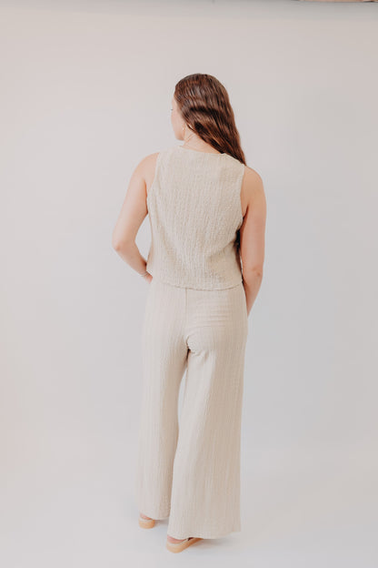 Miou Muse | Crinkled Fabric Pants | Tan