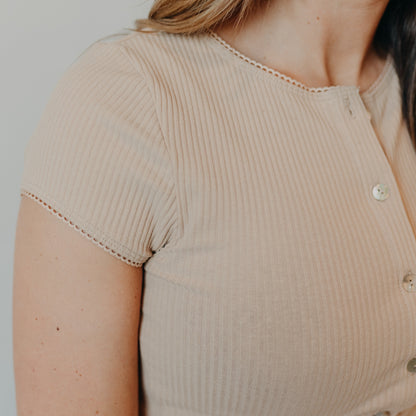 By Together | Luna Breeze Ribbed Cardigan | Beige
