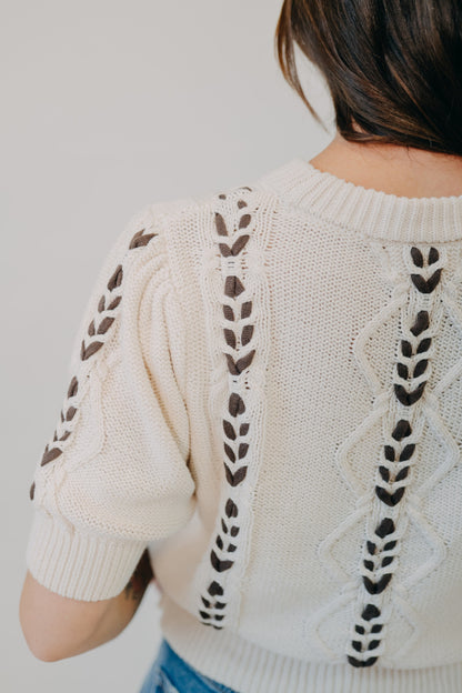 By Together | Lattice Stitch Sweater | Natural Chocolate