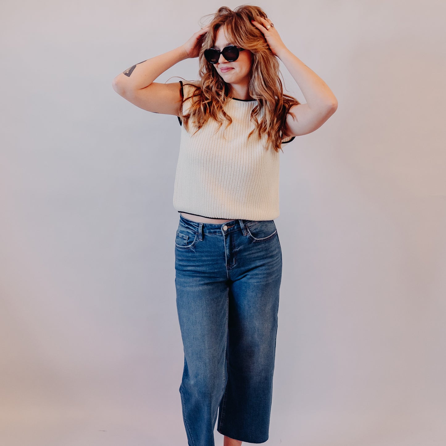 Vervet | High Rise Raw Hem Crop Wide Leg | Upgraded