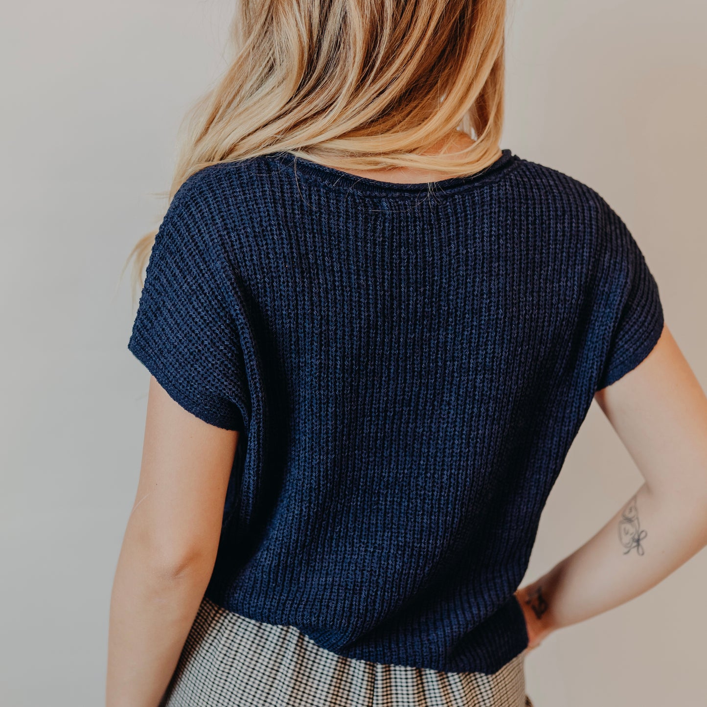 Blu Pepper | Split Neck Pullover | Navy