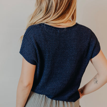 Blu Pepper | Split Neck Pullover | Navy