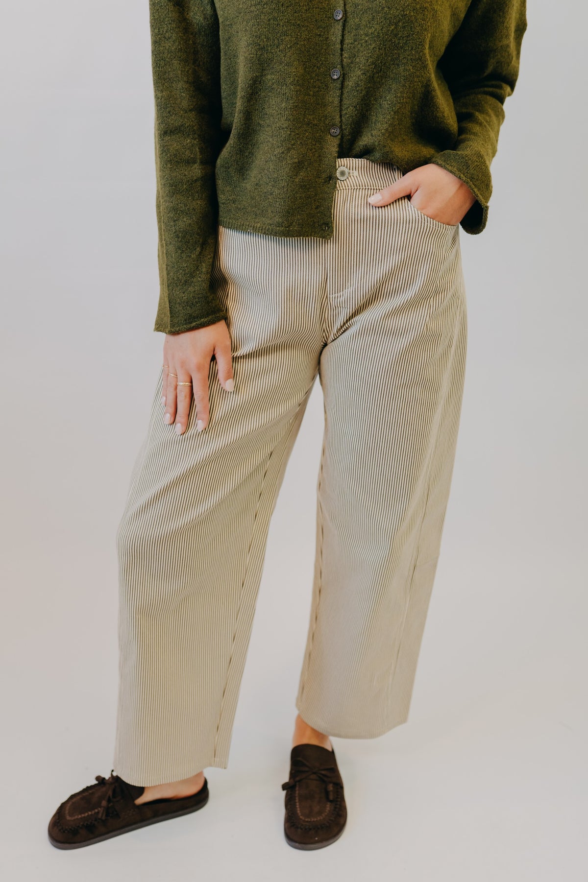 Wishlist | Striped Cotton Pants | Espresso Taupe