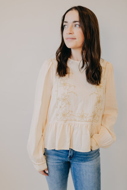 By Together | Rhiannon Peplum Woven Top | Cream