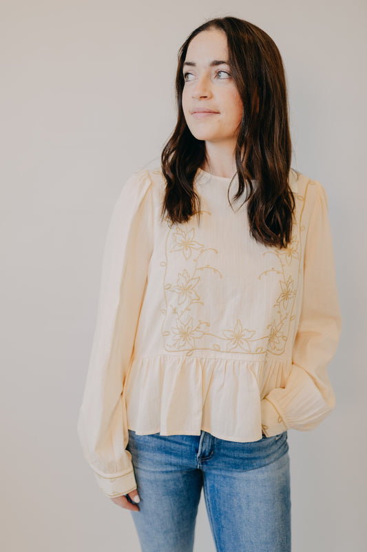 By Together | Rhiannon Peplum Woven Top | Cream