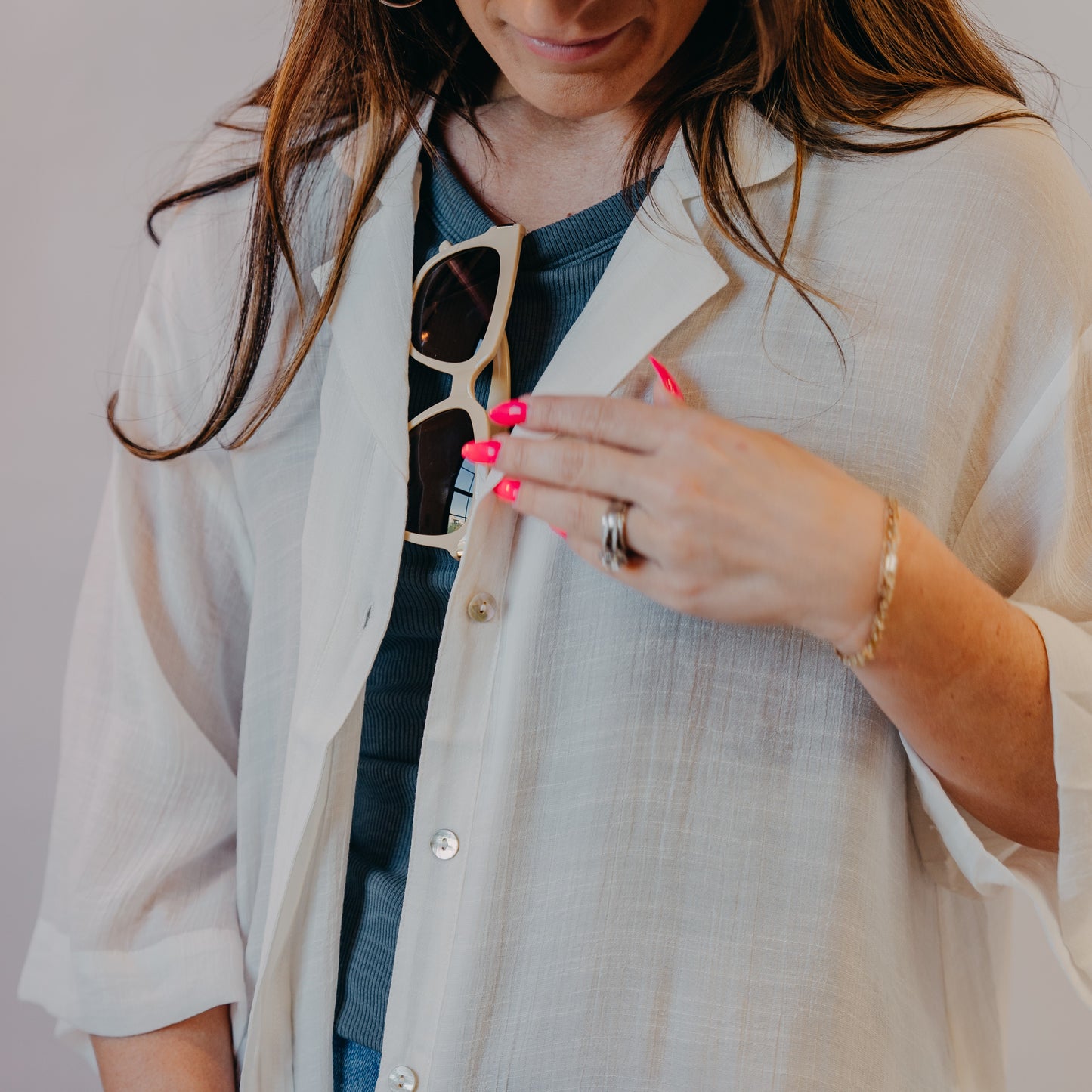 Fun2Fun | Notch Collar Boxy Shirt | White