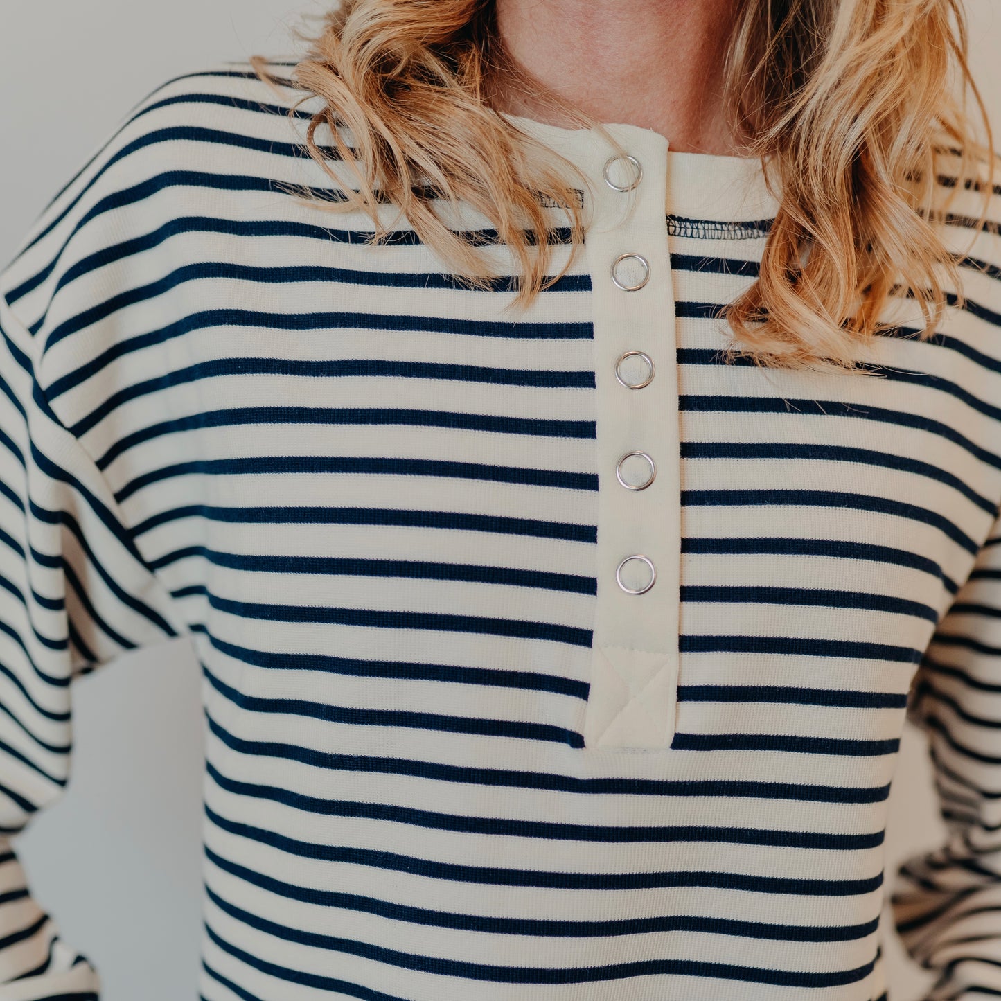 Blu Pepper | Striped Henley Top | Navy