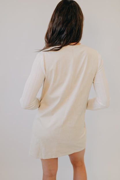 Wishlist | Suede V-Neck Mini Dress | Stone