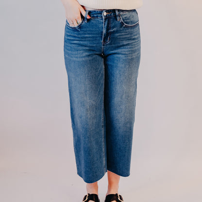 Vervet | High Rise Raw Hem Crop Wide Leg | Upgraded