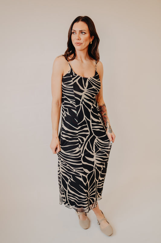 Z Supply | Charisma Tova Palm Midi Dress | Black
