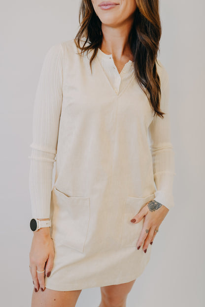 Wishlist | Suede V-Neck Mini Dress | Stone