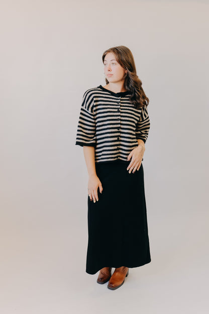By Together | Kelsey Quarter Sleeve Cardigan | Black Taupe