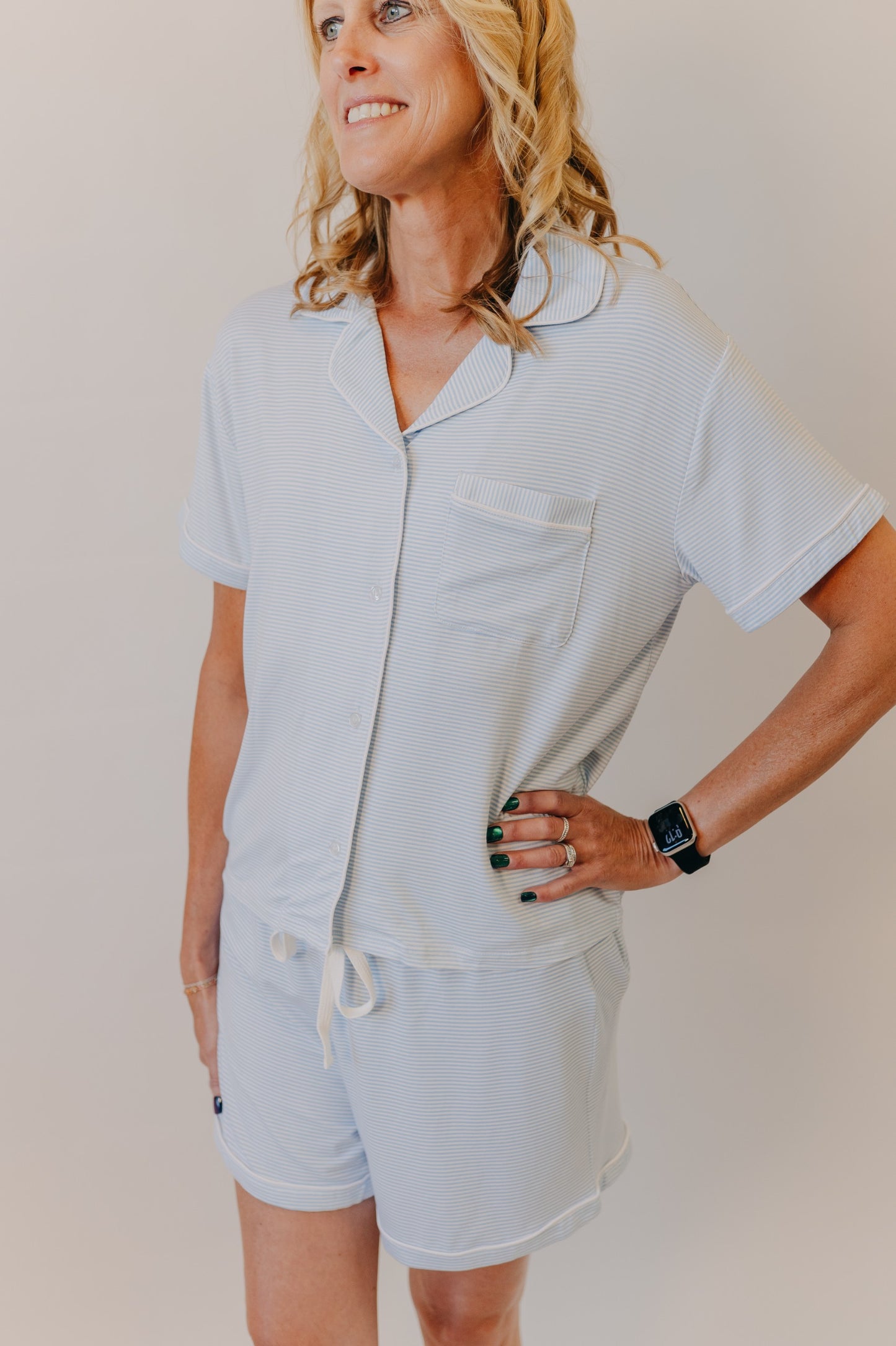 Thread & Supply | Nella Pajama Set of 2 | Light Blue Stripe