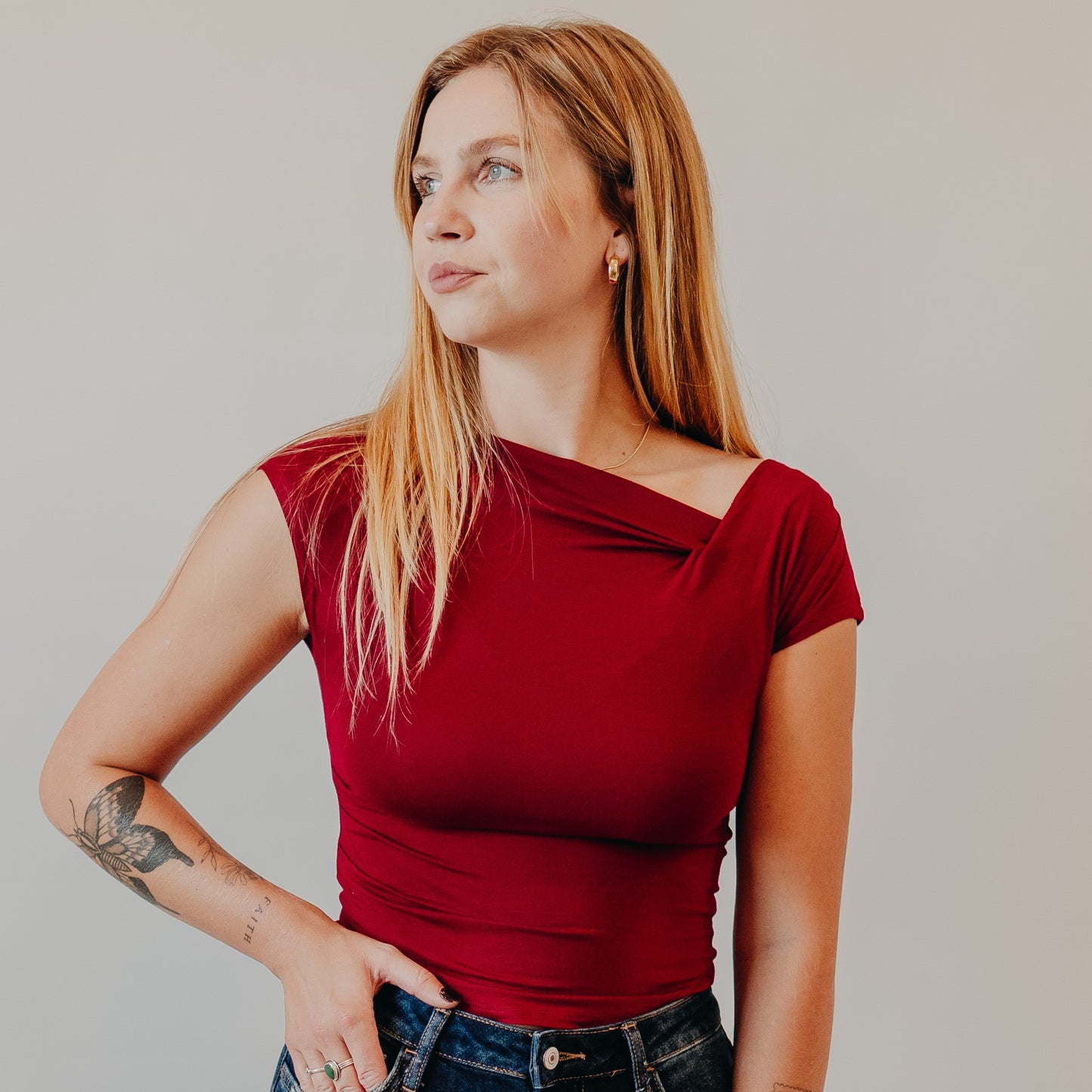 Blu Pepper | Asymmetrical Top | Deep Red