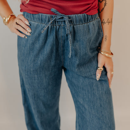 Be Cool | Denim Look Wide Pant | Medium Wash