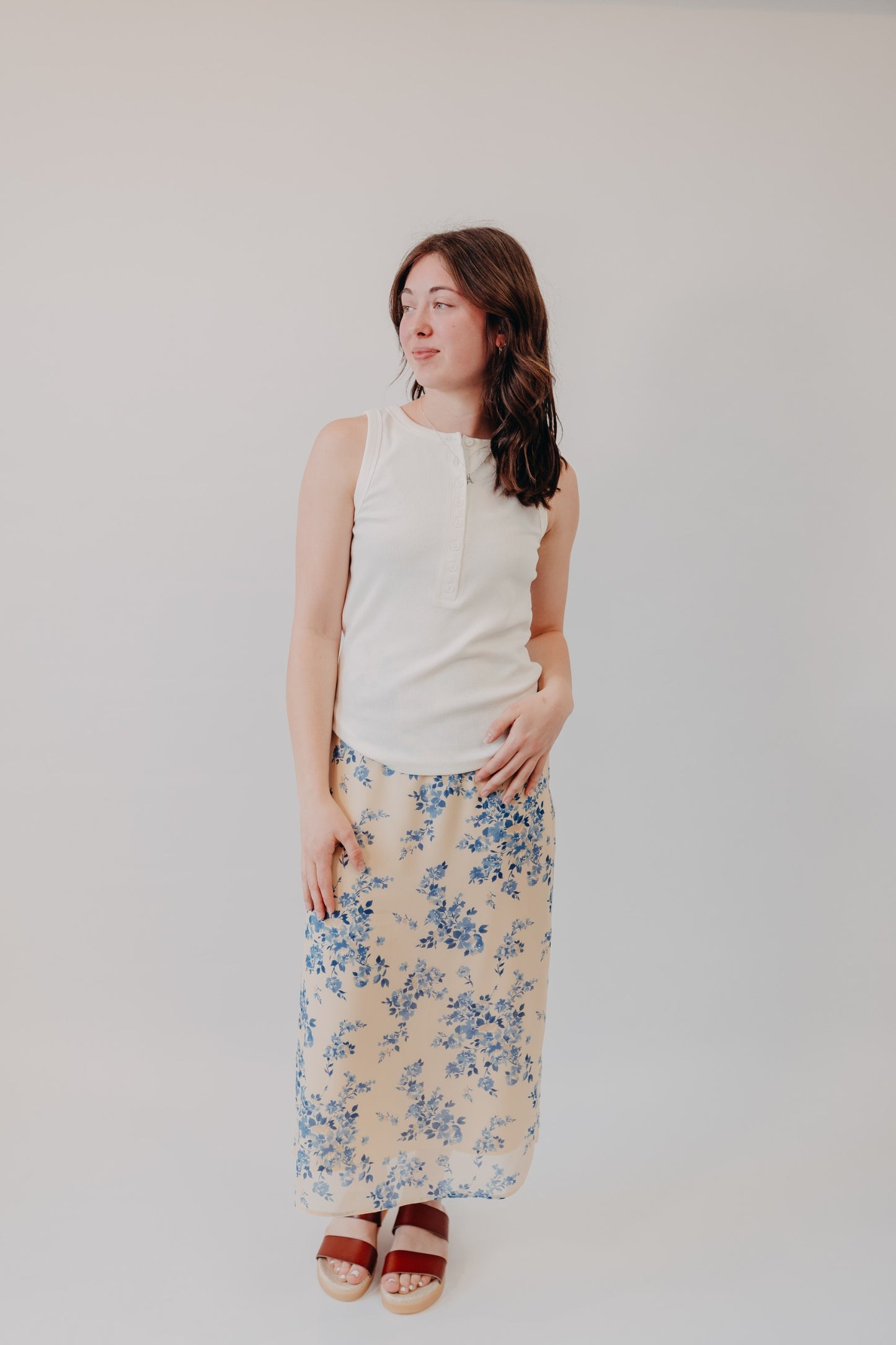 By Together | Etienne Floral Skirt | Lemon Blue