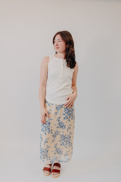 By Together | Etienne Floral Skirt | Lemon Blue