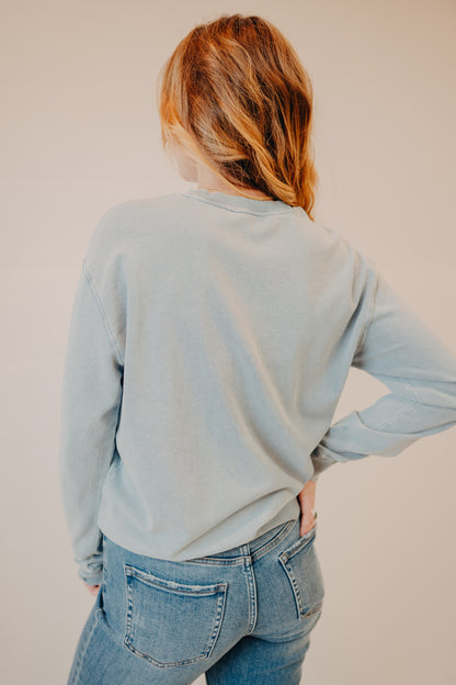 Z Supply | Boyfriend Denim Sweatshirt | Ocean Air Indigo
