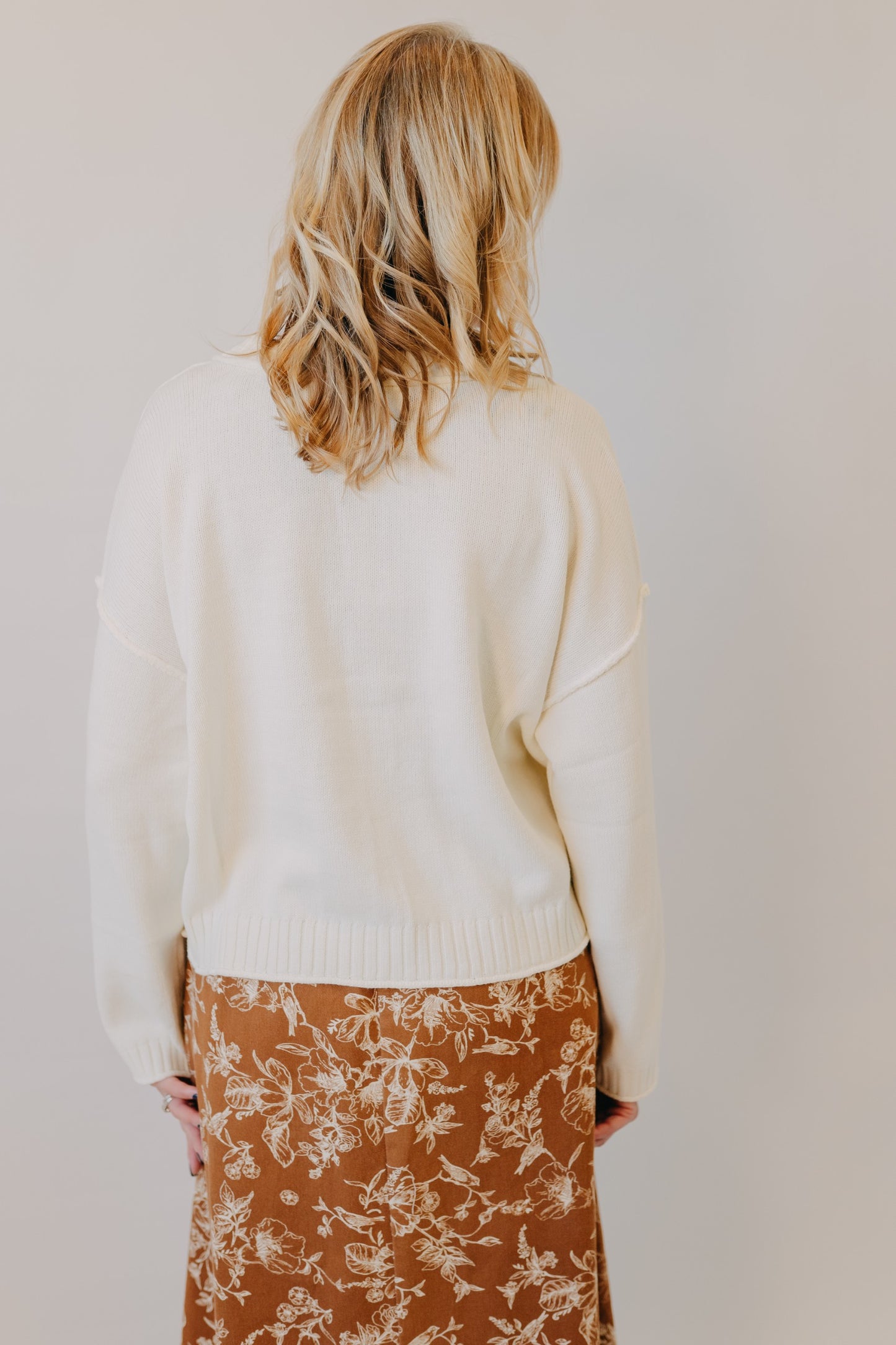 Blu Pepper | Raw Edge Exposed Seam Cardigan | Ivory