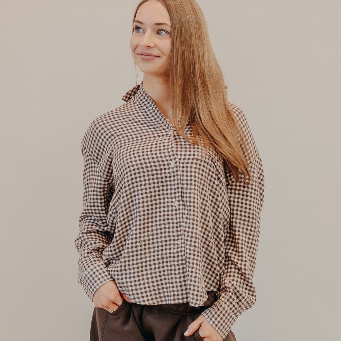 Z Supply | River Plaid Button Up | Chocolate Cherry