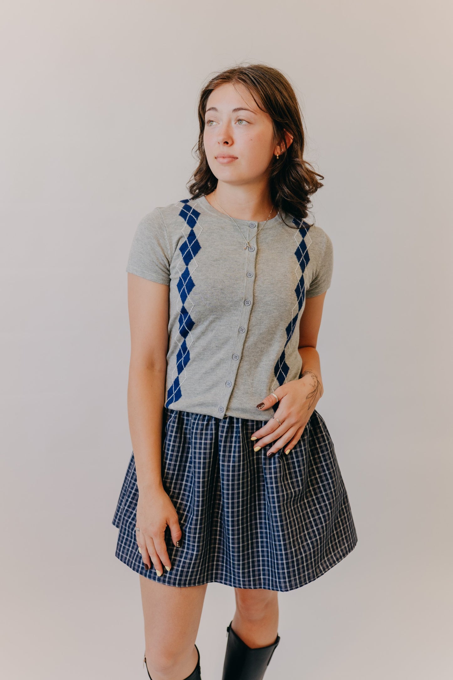 Mod Ref | The Hillary Cardigan | Grey Navy
